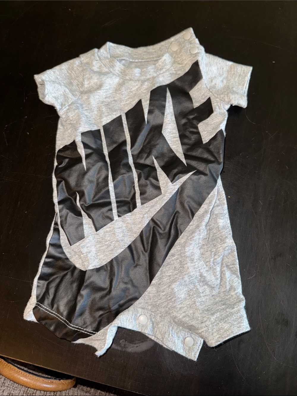 Nike Grey Baby Romper with Black Logo